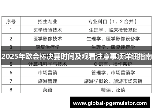 2025年欧会杯决赛时间及观看注意事项详细指南